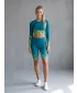 Frauen -Leggings über den Knien Premium ALTISPORT VOJ/ALW109LEG02 EMERALD/FLUO GELB