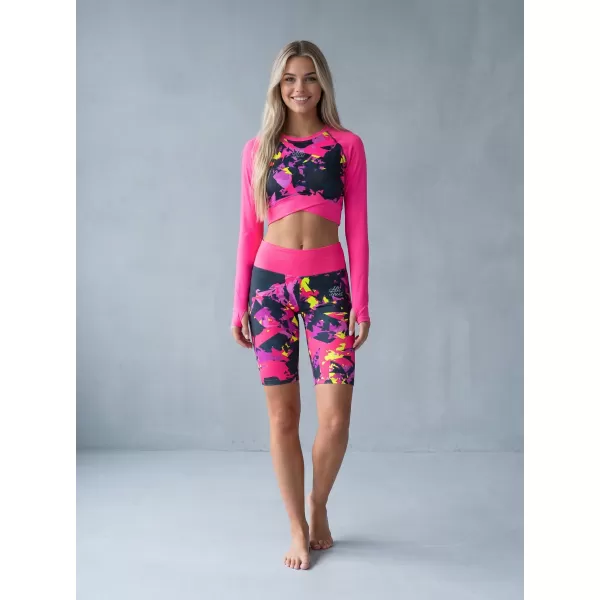  Frauen -Leggings über den Knien Premium ALTISPORT VOJ/ALW110LEG02 PINK -BLACK 