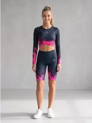 Frauen -Leggings über den Knien Premium ALTISPORT VOJ/ALW109LEG02 ROSA SCHWARZ