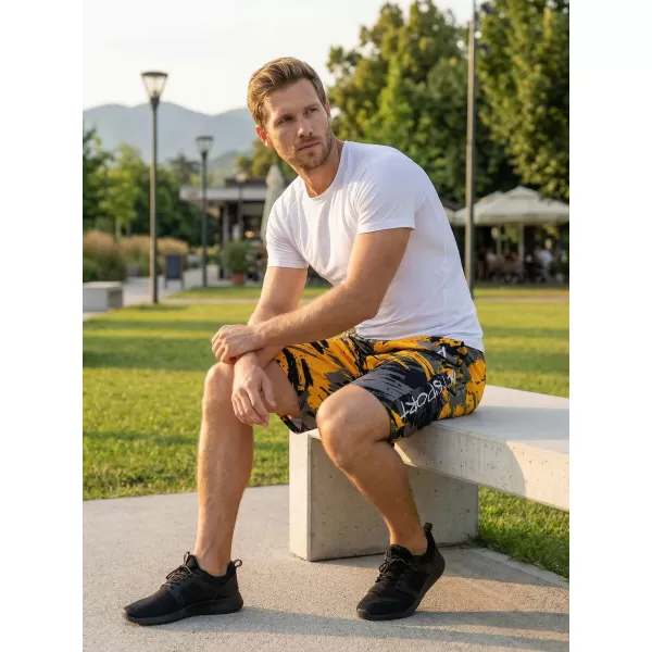  Die funktionalen Shorts von Männern Premium ALTISPORT VOJ/ALM014KRA01 SCHWARZ -AUSGELB 