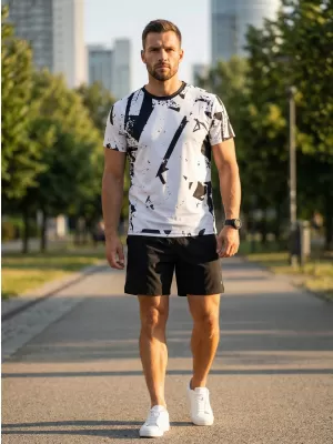 Männer funktionaler T -Shirt Premium ALTISPORT VOJ/ALM079TR01 WEIß -UND -SCHWARZ