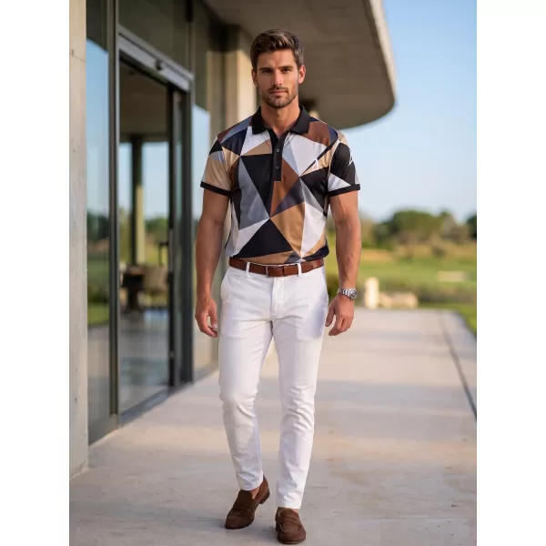  Herrenfunktional T -Shirt mit Premium -Kragen ALTISPORT VOJ/ALM007TR05 SCHWARZ -BROWN 