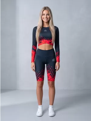 Frauen -Leggings über den Knien Premium ALTISPORT VOJ/ALW109LEG02 ROTSCHWARZ