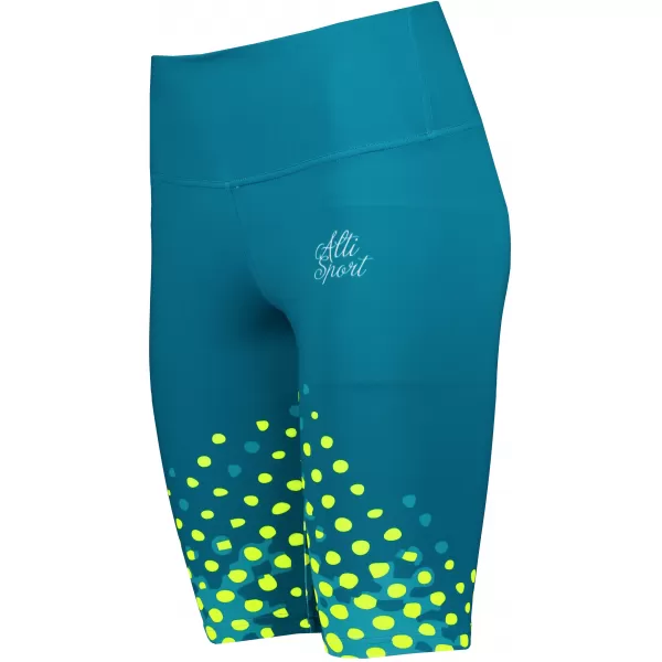  Frauen -Leggings über den Knien Premium ALTISPORT VOJ/ALW109LEG02 EMERALD/FLUO GELB 