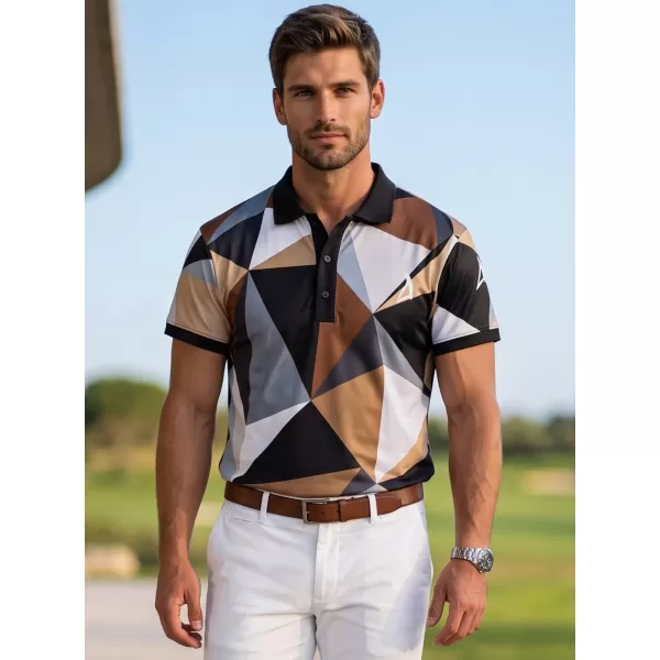  Herrenfunktional T -Shirt mit Premium -Kragen ALTISPORT VOJ/ALM007TR05 SCHWARZ -BROWN 