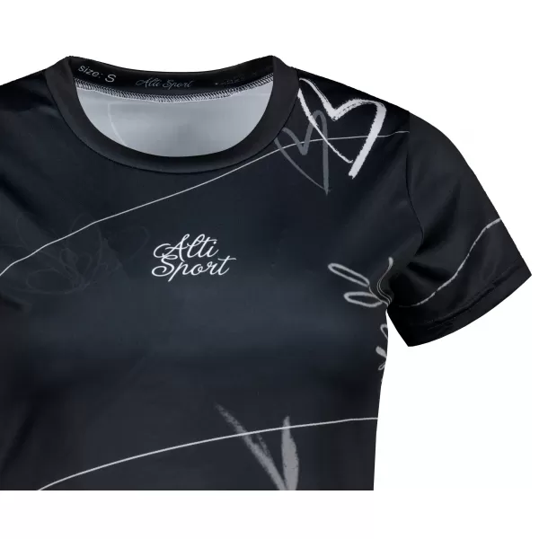  Frauenfunktional T -Shirt Premium ALTISPORT VOJ/ALW083TR01 SCHWARZ UND WEIß 