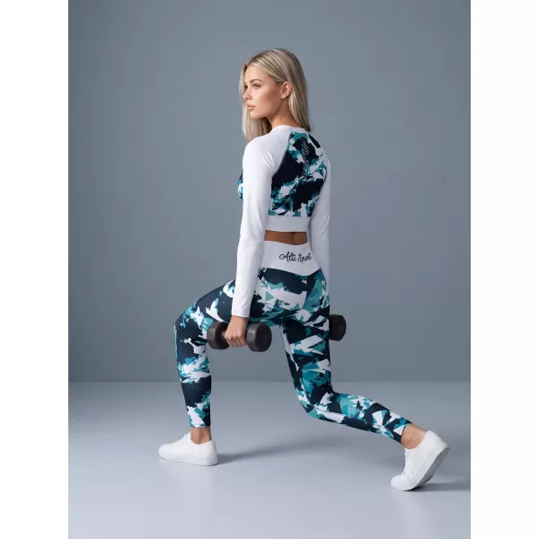  Frauen -Leggings über den Knien Premium ALTISPORT VOJ/ALW110LEG02 BLAU -WHITE 