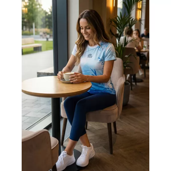  Frauenfunktional T -Shirt Premium ALTISPORT VOJ/ALW083TR01 WEIß -BLAU 