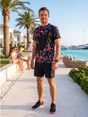 Männer funktionaler T -Shirt Premium ALTISPORT VOJ/ALM108TR01 SCHWARZ -ORANGE