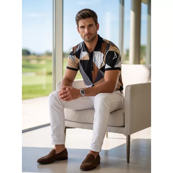  Herrenfunktional T -Shirt mit Premium -Kragen ALTISPORT VOJ/ALM007TR05 SCHWARZ -BROWN 