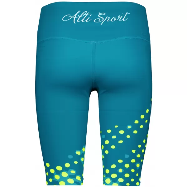  Frauen -Leggings über den Knien Premium ALTISPORT VOJ/ALW109LEG02 EMERALD/FLUO GELB 