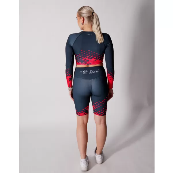  Frauen -Leggings über den Knien Premium ALTISPORT VOJ/ALW109LEG02 ROTSCHWARZ 
