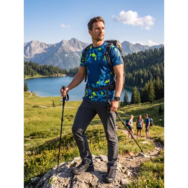  Männer funktionaler T -Shirt Premium ALTISPORT VOJ/ALM108TR01 NAVY-NEON YELLOW 