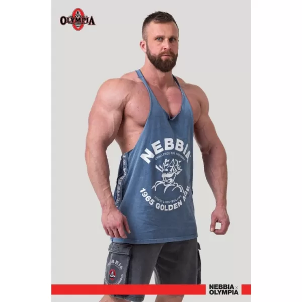  Stringer mit gewaschenem Muskelrücken GOLDEN AGE 791 BLAU Nebbia 