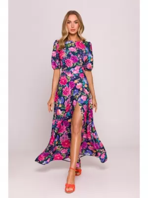 Kleid MOE M858 BLAU/ROSA