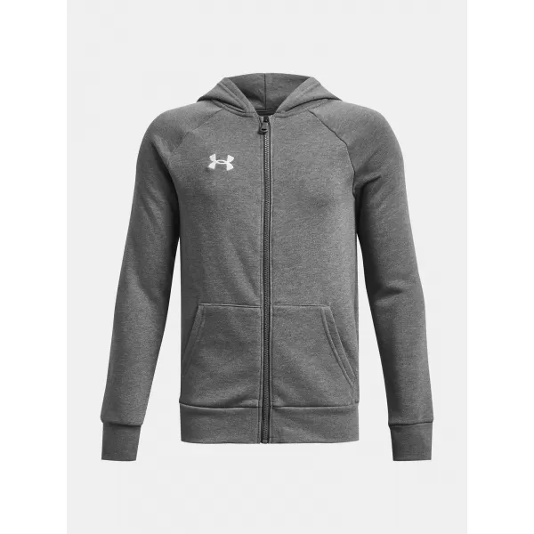  Jungen-Sweatshirt UNDER ARMOUR RIVAL FLEECE FZ HOODIE 1379794-025 GRAU 