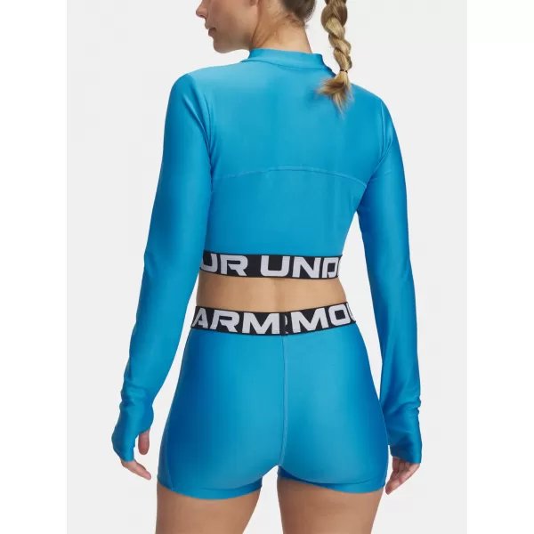  Damen-T-Shirt UNDER ARMOUR HEATGEAR RIB 1/4 ZIP LS 1388692-453 BLAU 