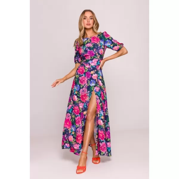  Kleid MOE M858 BLAU/ROSA 