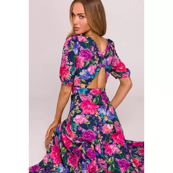  Kleid MOE M858 BLAU/ROSA 