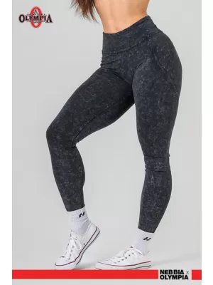 Gewaschene Leggings mit hoher Taille GYM WARRIOR 776 SCHWARZ Nebbia