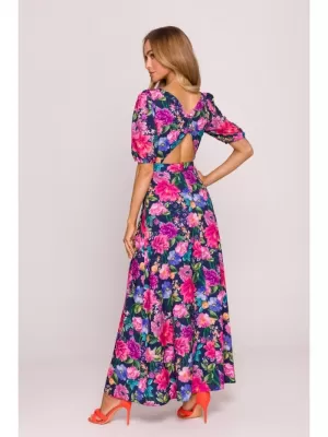 Kleid MOE M858 BLAU/ROSA