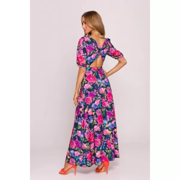  Kleid MOE M858 BLAU/ROSA 