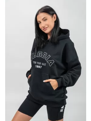 Übergroßes Kapuzensweatshirt GYM RAT 256 SCHWARZ Nebbia