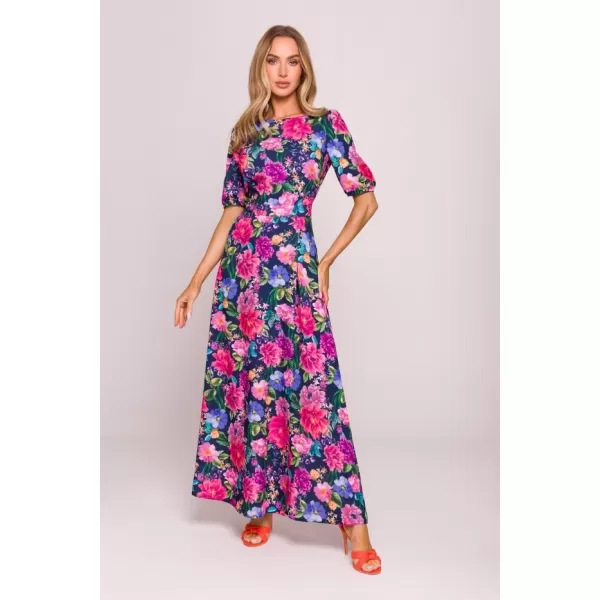  Kleid MOE M858 BLAU/ROSA 