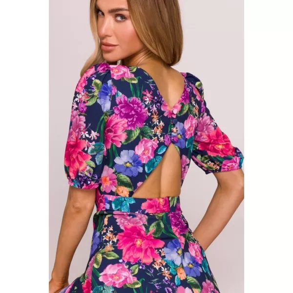  Kleid MOE M858 BLAU/ROSA 