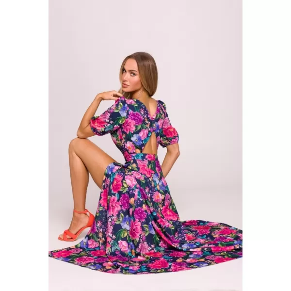  Kleid MOE M858 BLAU/ROSA 