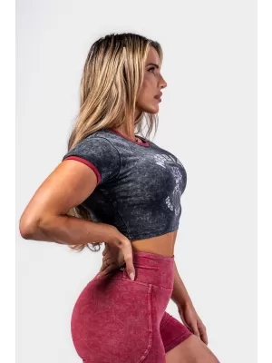Ausgewaschenes Crop-Top-T-Shirt GOLDEN AGE 782 BLACK Nebbia