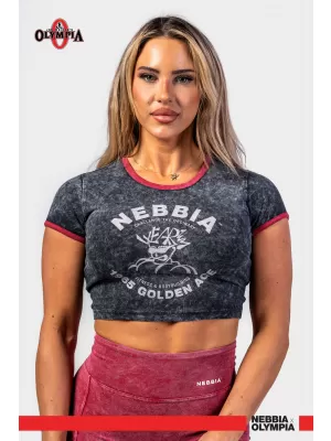 Ausgewaschenes Crop-Top-T-Shirt GOLDEN AGE 782 BLACK Nebbia