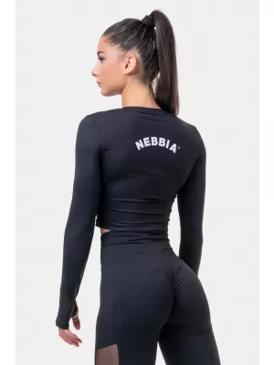 Sports HERO Langarm-Crop-Top 585 BLACK Nebbia