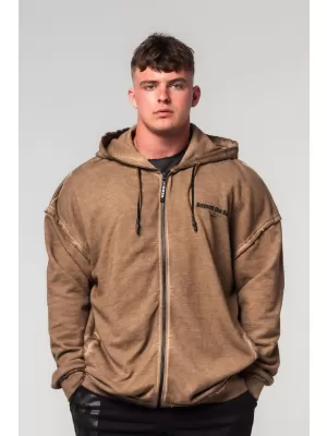 Ausgewaschenes Sweatshirt mit Reißverschluss GYM BRO 362 HELLBRAUN Nebbia