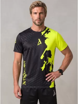Männer funktionaler T -Shirt Premium ALTISPORT VOJ/ALM112TR01 SCHWARZFLUO GELB