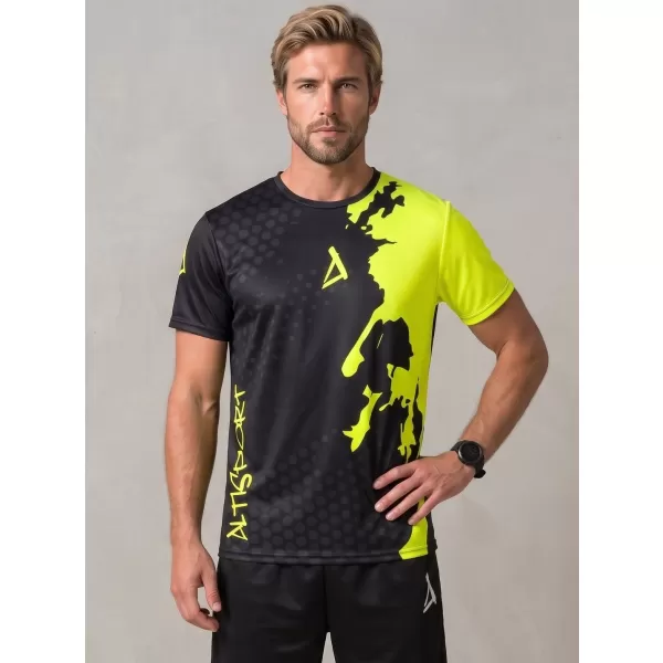  Männer funktionaler T -Shirt Premium ALTISPORT VOJ/ALM112TR01 SCHWARZFLUO GELB 