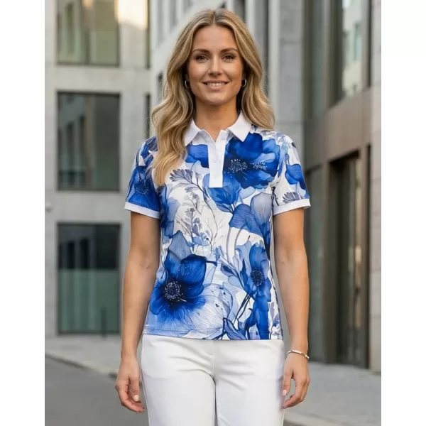  Frauenfunktional T -Shirt mit Premiumkragen ALTISPORT VOJ/ALW102TR05 MARINE/WEIß 
