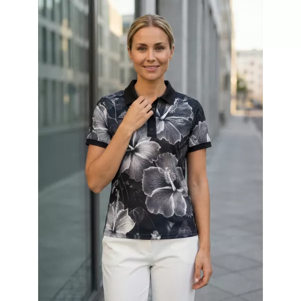  Frauenfunktional T -Shirt mit Premiumkragen ALTISPORT VOJ/ALW102TR05 SCHWARZ UND WEIß 