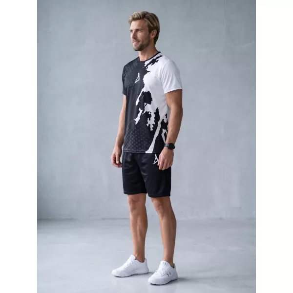  Männer funktionaler T -Shirt Premium ALTISPORT VOJ/ALM112TR01 SCHWARZ-WEIß 