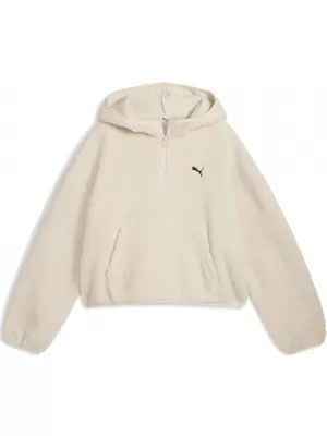 Damen Sweatshirt PUMA WARDROBE ESS OVERSIZED POLAR FLEECE HOODIE 632048-87 WEIß