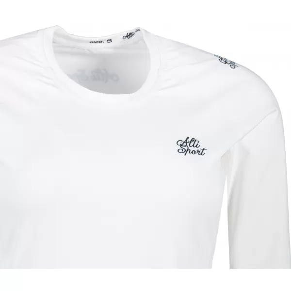  Frauen funktionales t -Shirt mit langen Ärmeln Premium ALTISPORT VOJ/ALW109TR03 WEIß -UND -SCHWARZ 