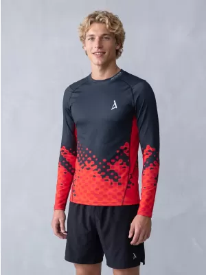 Funktionelle Kompression t -Shirt von Männern mit langarmiger Prämie ALTISPORT VOJ/ALM109TR03 ROT/SCHWARZ