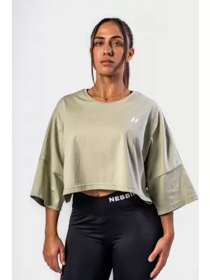 Übergroßes Crop-T-Shirt JUST FLOW 431 HELLGRÜN Nebbia