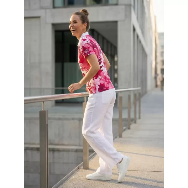  Frauenfunktional T -Shirt mit Premiumkragen ALTISPORT VOJ/ALW111TR05 ROSA BLUMEN 