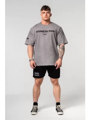 Schweres T-Shirt aus ausgewaschener Baumwolle GRIND 370 LIGHT GREY Nebbia