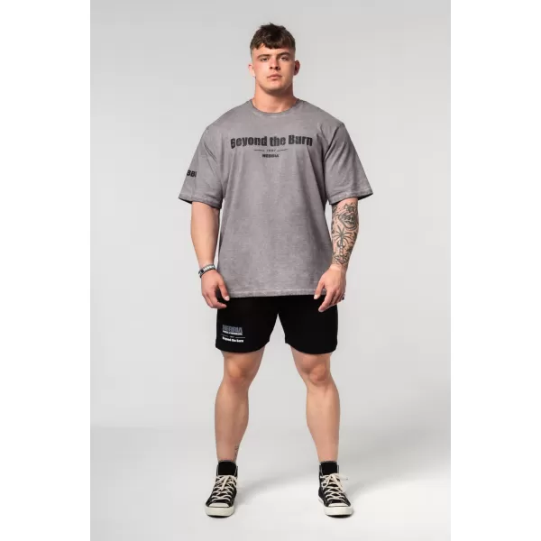  Schweres T-Shirt aus ausgewaschener Baumwolle GRIND 370 LIGHT GREY Nebbia 