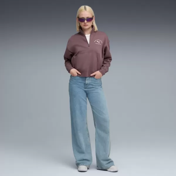  Damen Sweatshirt PUMA CLASS COMFORT HALF-ZIP SHORT CREW FL 688138-88 LILA 