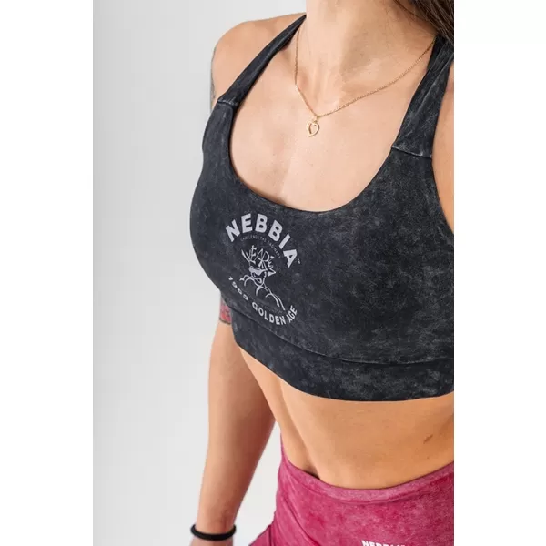 Gewaschener Sport-BH mit mittlerem Halt GOLDEN AGE 778 BLACK Nebbia 
