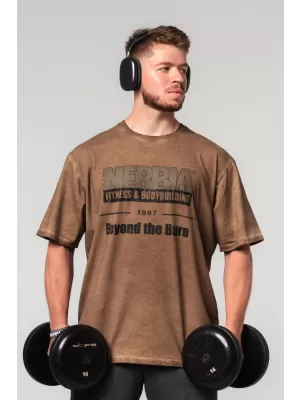 Ausgewaschenes, übergroßes T-Shirt HERITAGE 355 HELLBRAUN Nebbia