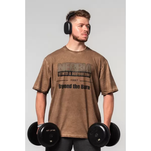  Ausgewaschenes, übergroßes T-Shirt HERITAGE 355 HELLBRAUN Nebbia 
